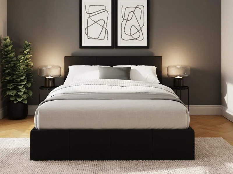 GFW End Lift Ottoman Storage Bed in Grey Fabric with Hydraulic Lift Storage