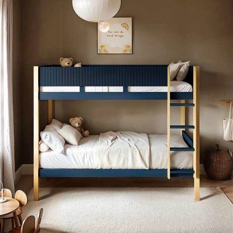 Flair Mateo Detachable Ribbed Bunk Bed Oak & Navy