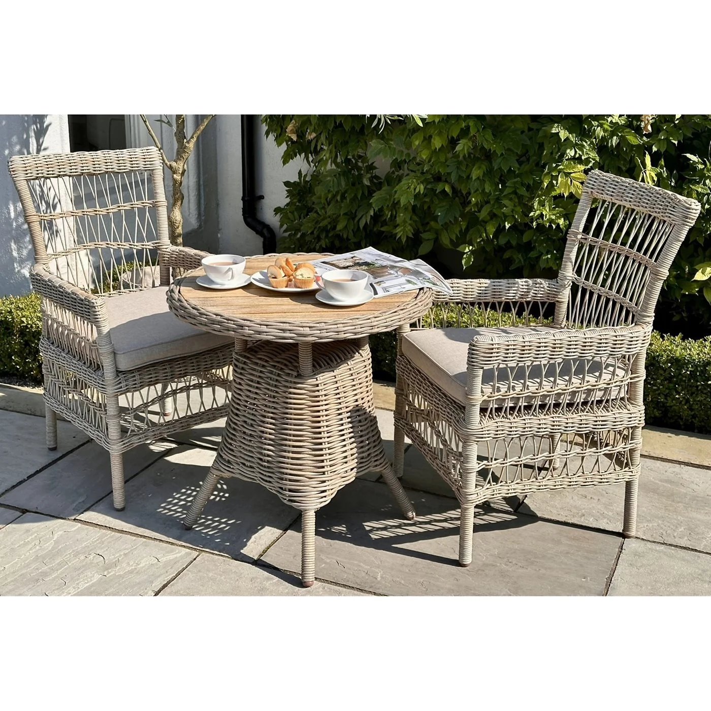 Amalfi Collection Outdoor Bistro Table With Wood Top image 2