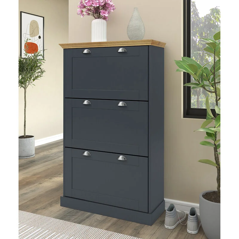 Dorel Motala Shoe Chest 3FL AnthraOak view 2