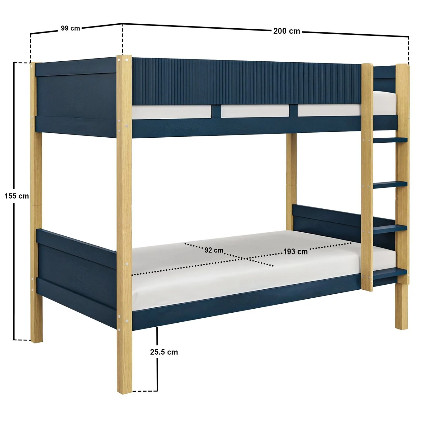 Flair Mateo Detachable Ribbed Bunk Bed Oak & Navy image 6