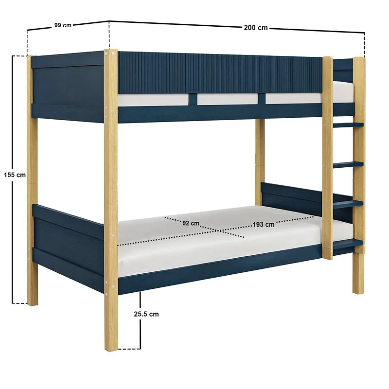 Flair Mateo Detachable Ribbed Bunk Bed Oak & Navy image 6