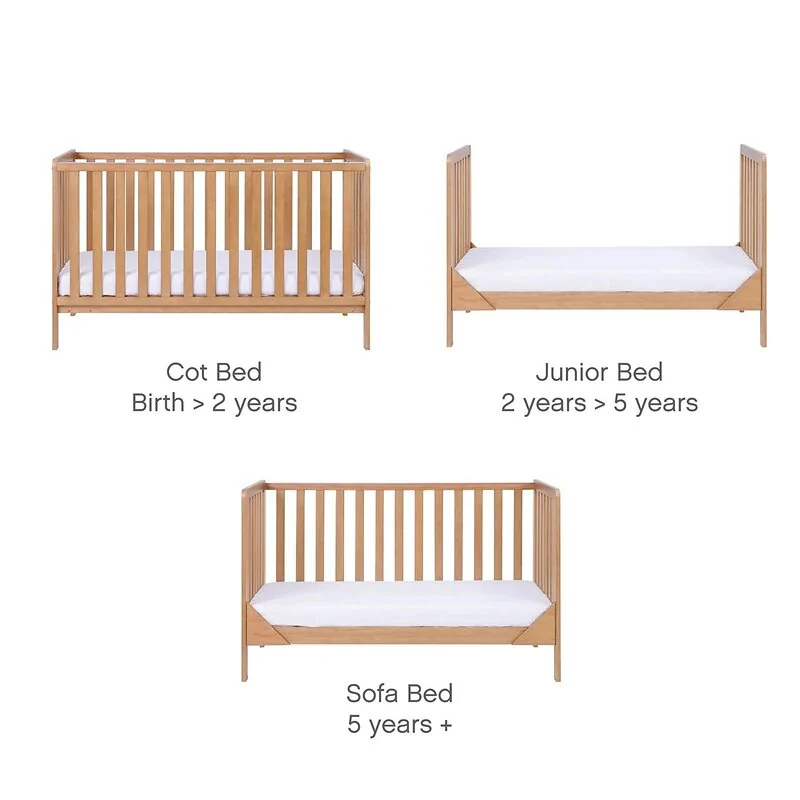 Tutti Bambini Malmo Cot Bed Cot Top Changer and Mattress Bundle - Honey Oak image 6