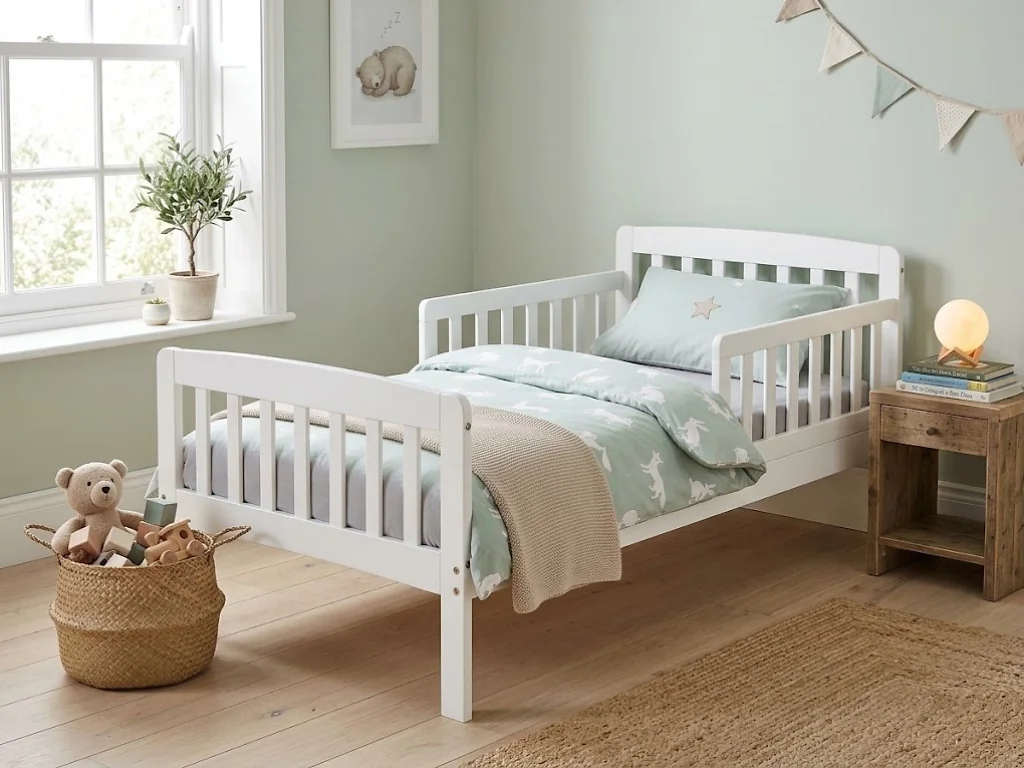 Kidsaw Jinsen Toddler Bed with Guard Rails White