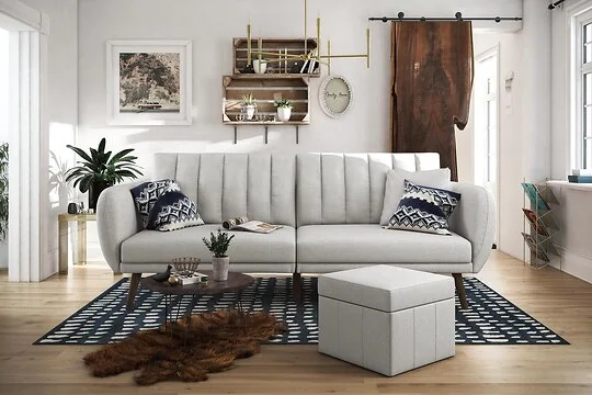 Novogratz Brittany Linen Futon, Light Grey