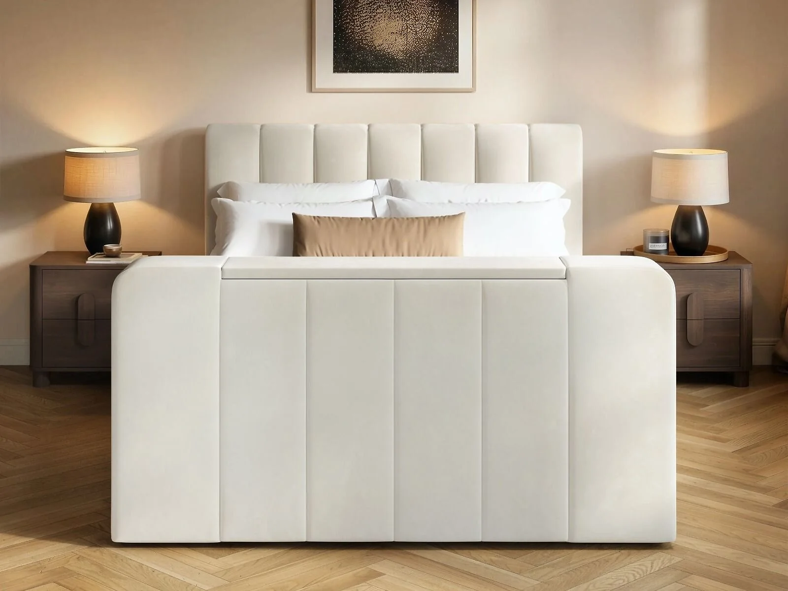 SOLACE+CO Langden TV Ottoman Bed with Side Lift Storage – view 7