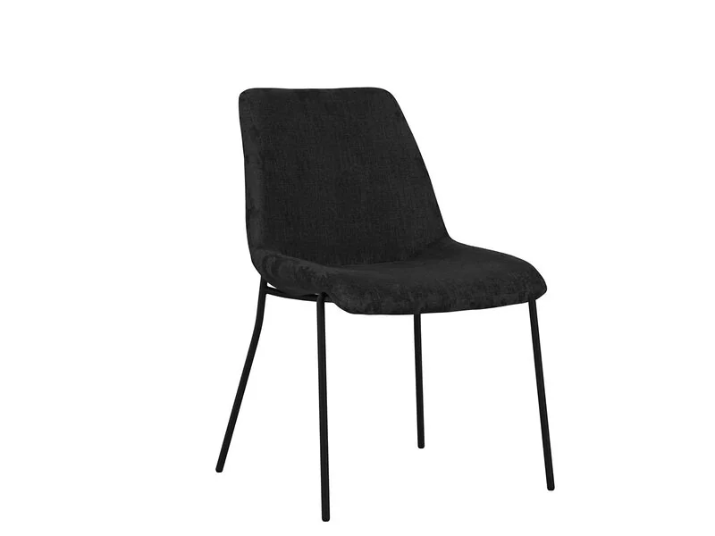 Carlo black textured velvet dining chair with curved metal frame - cutout