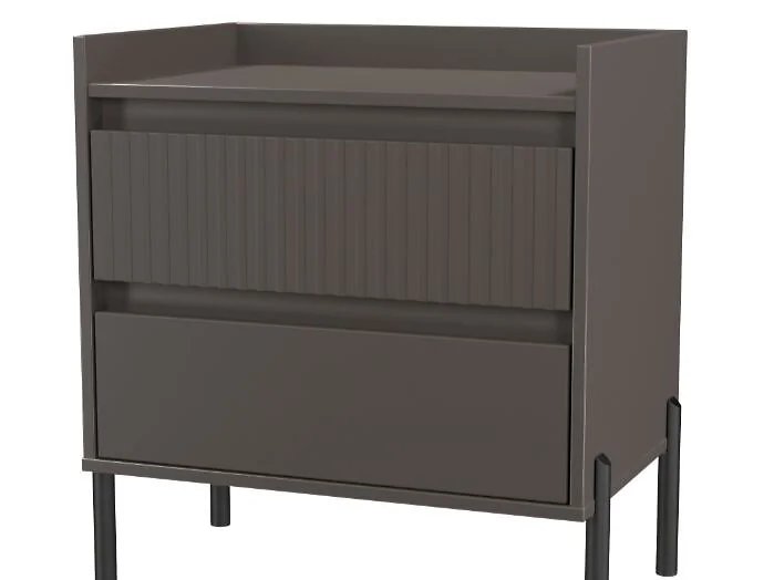 Modern 2 drawer bedside cabinet with fluted design