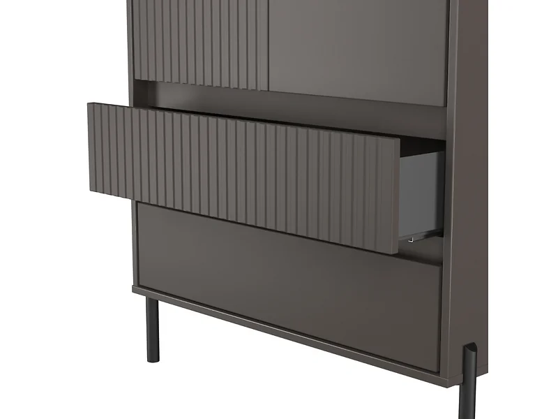 Modern 2 door wardrobe with drawers and fluted front design