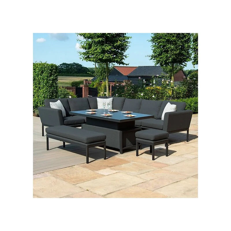Maze Rattan Pulse Rectangular Corner Dining Set with Rising Table and Free Winter Cover image 2