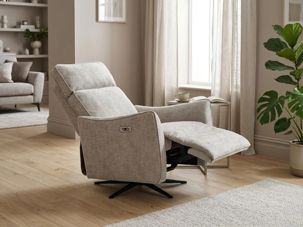 Kyoto Finn Electric Recliner Swivel Chair Chenille