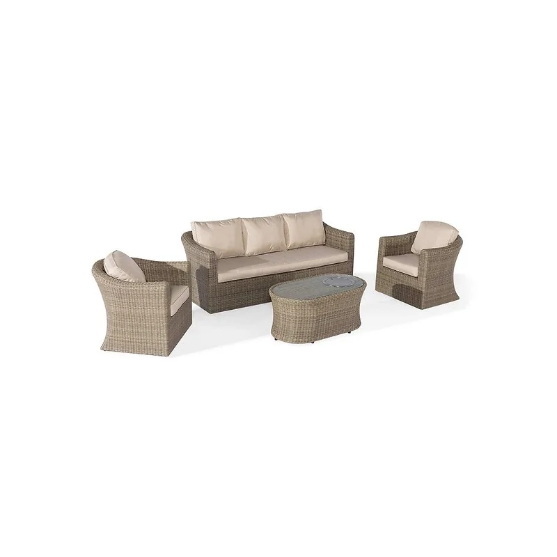 Maze Rattan Winchester 3 Seat Sofa Set with Fire Pit Coffee Table image 2