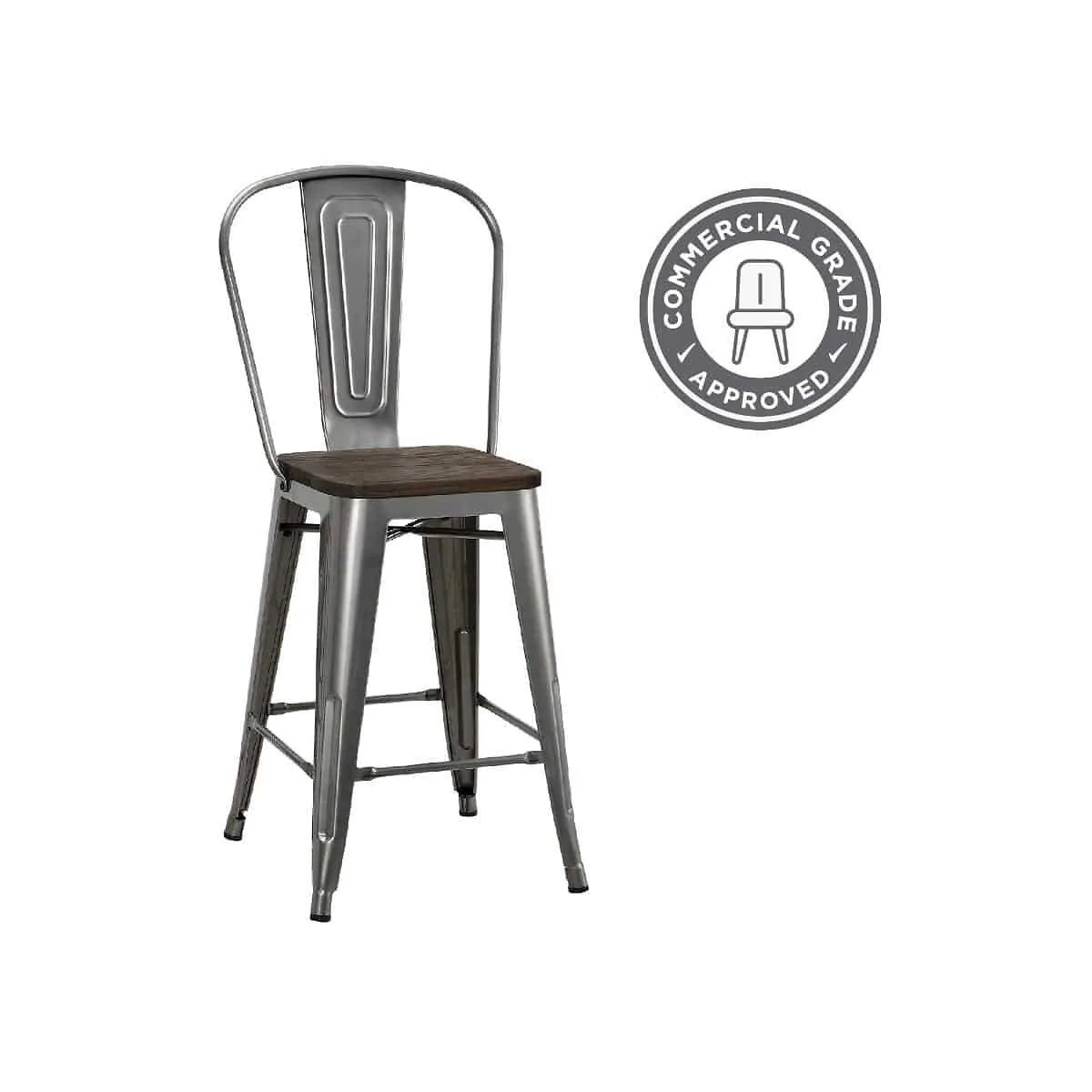 Dorel Luxor 24 Metal Counter Stool Set of 2 GUN METAL view 5