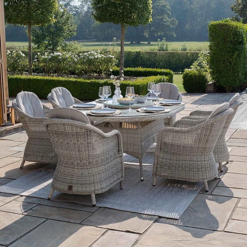 Maze Rattan Oxford Oval Dining Set with  Heritage Chairs and Lazy Susan image 2