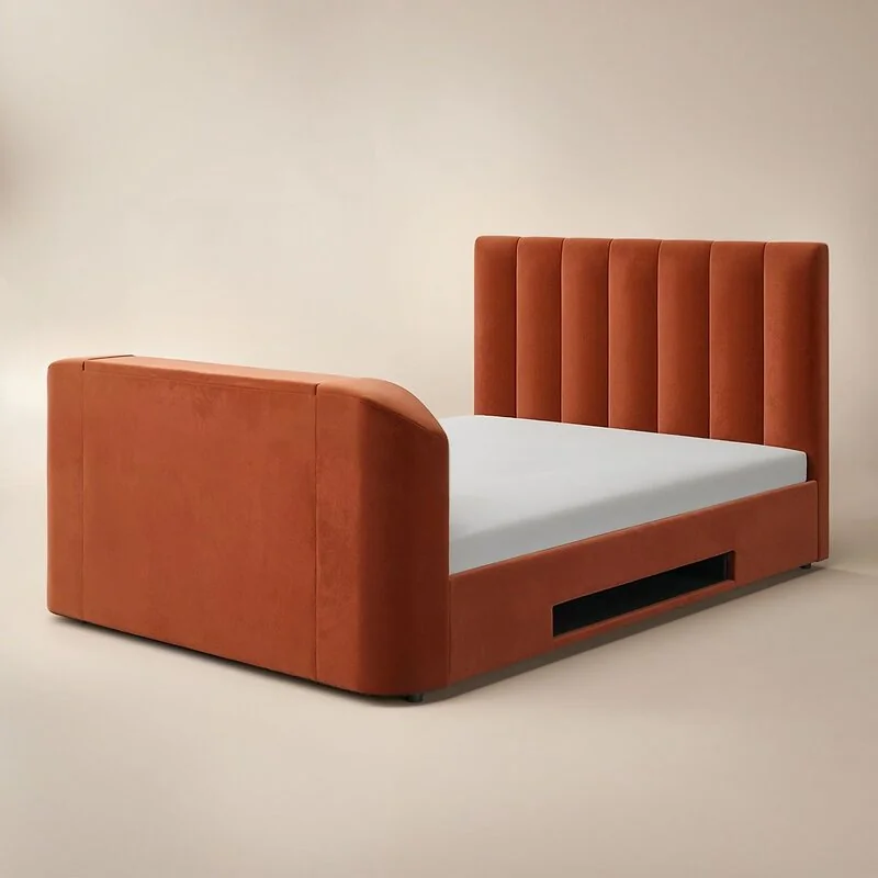 Flair Megane Side Lift TV Ottoman Bed Burnt Orange Velvet image 5