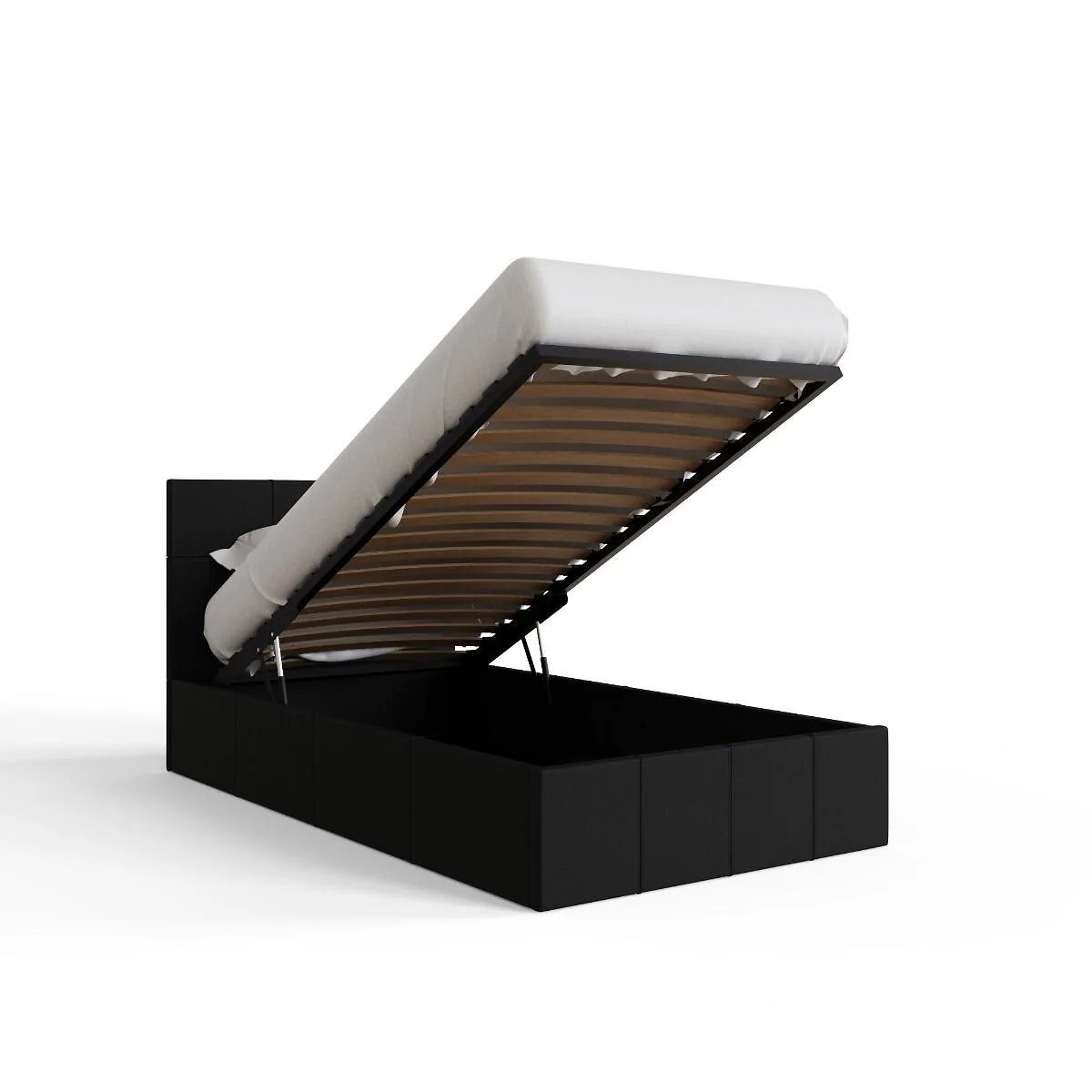 GFW End Lift Ottoman Storage Bed in Grey Fabric with Hydraulic Lift Storage