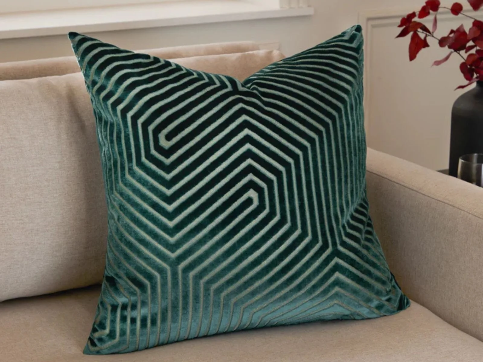 Paoletti Evoke 55 x 55cm Polyester Filled Velvet Cushion – view 2