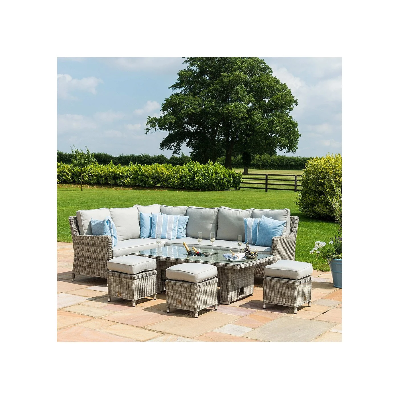 Maze Rattan Oxford Corner Dining Set with Ice Bucket image 2