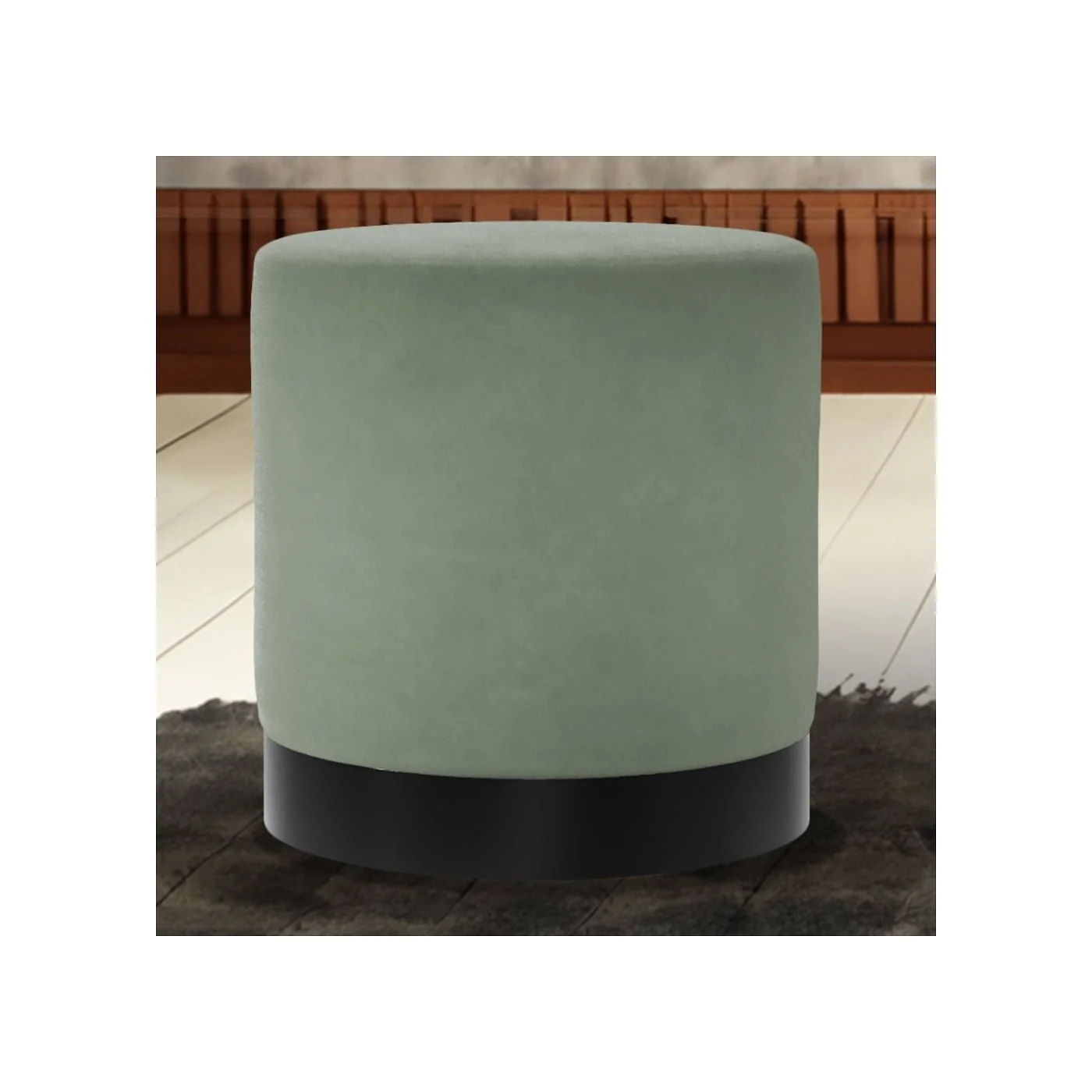 LPD Lara Pouffe Sage Velvet / Matte Black Small image 3