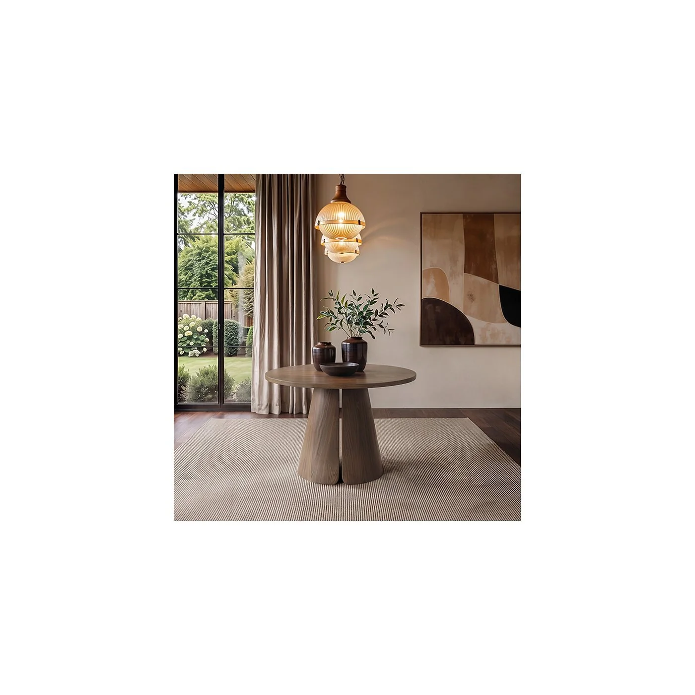 SOLACE+CO Ebony 3-in-1 Round Extendable Dining Table Walnut image 5