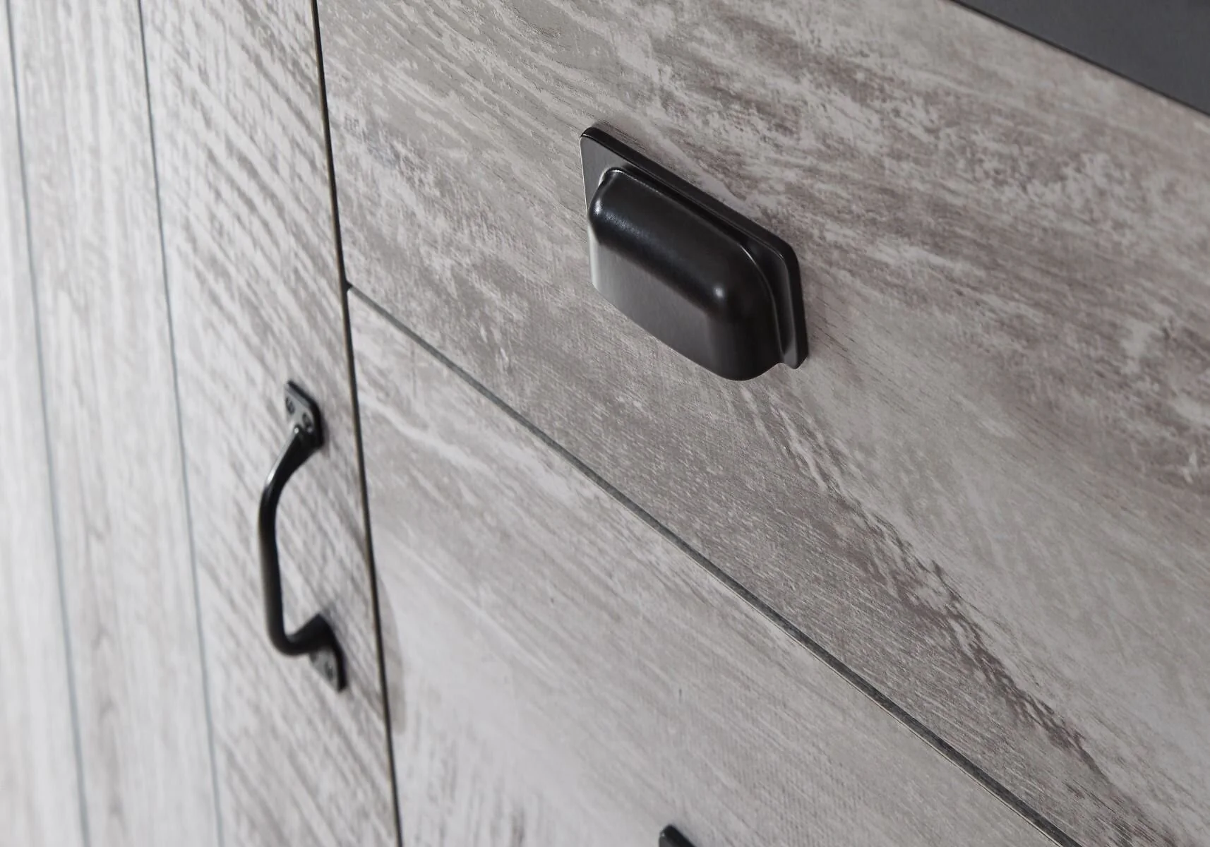 GFW Boston industrial storage unit with black metal handles