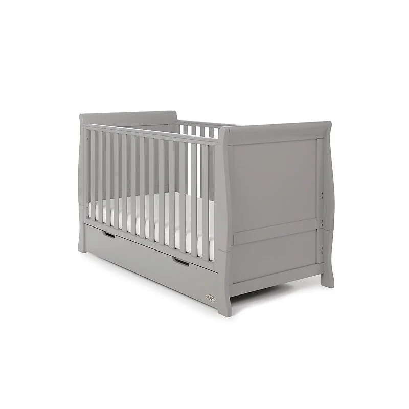 Obaby Stamford Classic Sleigh Cot Bed 3 Piece Nursery Set in Warm Grey image 4
