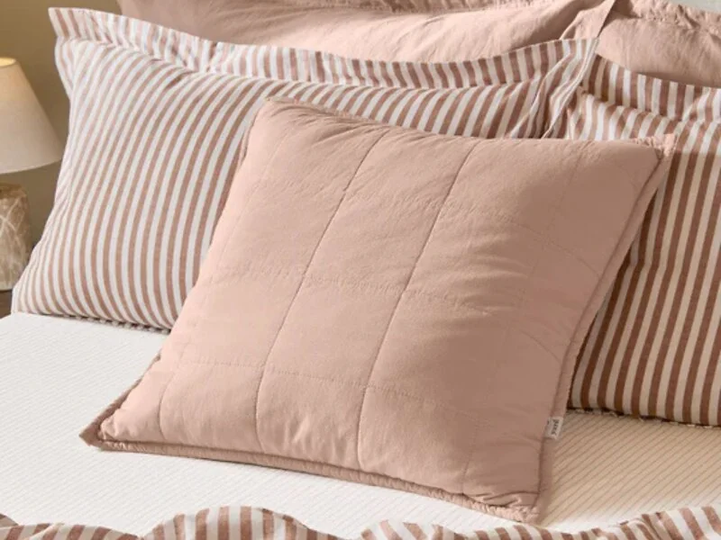 Yard Hebden 55cm quilted feather cushion in washed cotton