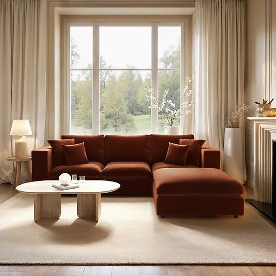 SOLACE+CO Asher 4 Seater Sofa with Reversible Footstool