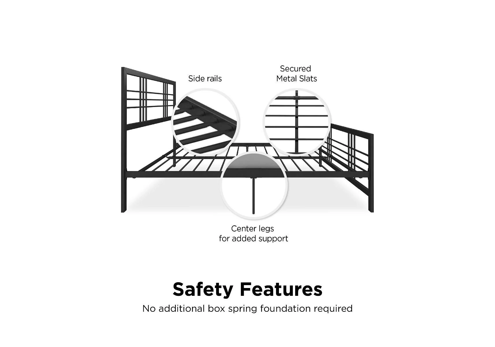 Dorel Burbank Black Metal Bed – view 3