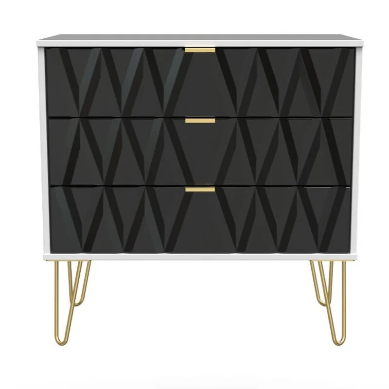 Welcome Furniture Diamond 3 Drawer Bedside Cabinet