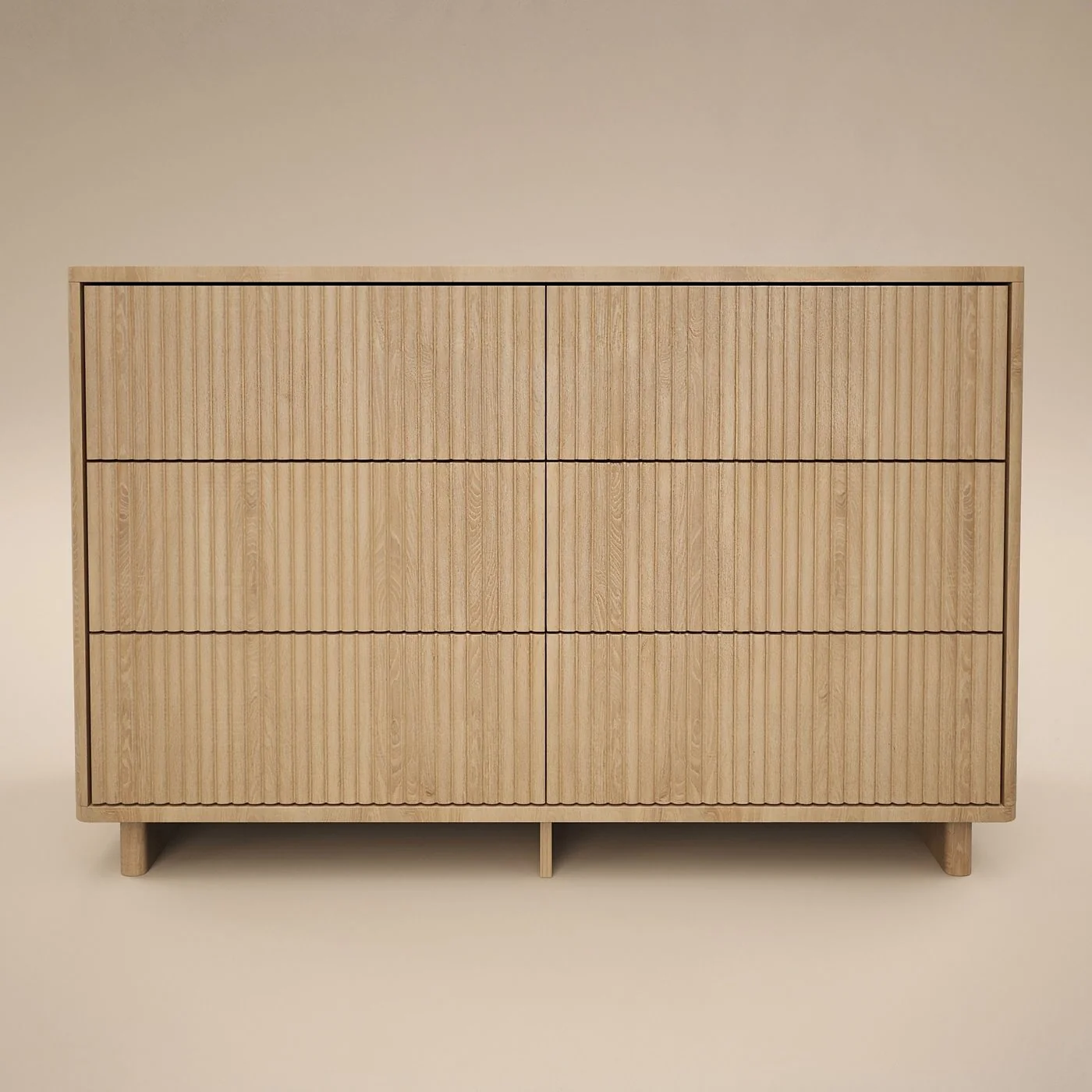 SOLACE+CO Velmor Ribbed Chest of 6 Drawers Oak image 4