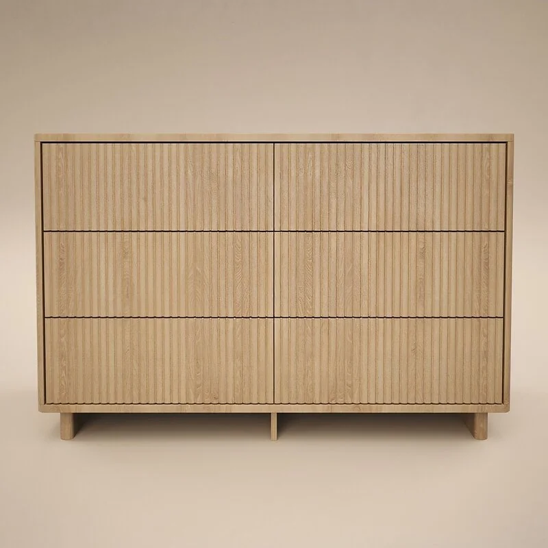 SOLACE+CO Velmor Ribbed Chest of 6 Drawers Oak image 4