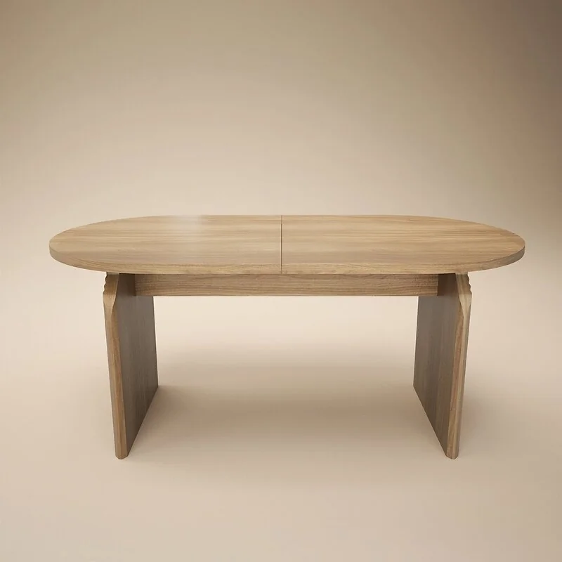 SOLACE+CO Varm Ribbed Oval Extendable Dining Table & 2 Bench Set Oak image 10