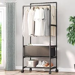 Living & Home Double Rod Metal Clothes Rack