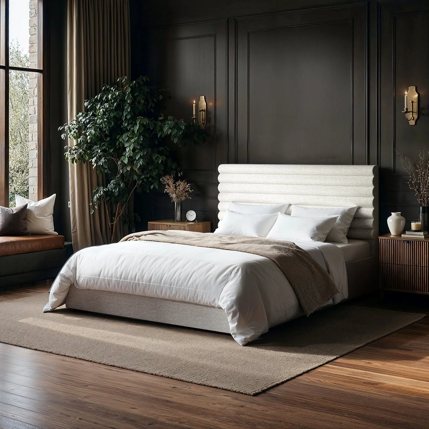 SOLACE+CO Velora Ottoman Bed Beige Chenille