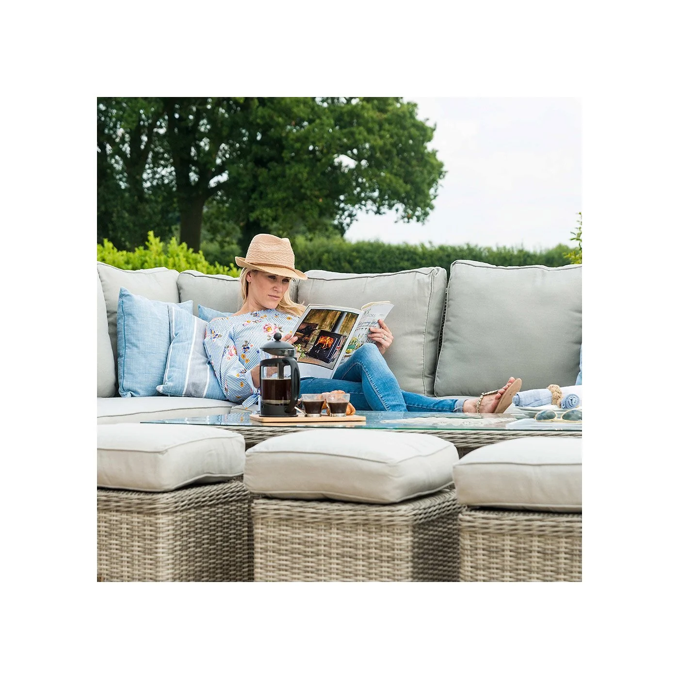 Maze Rattan Oxford Corner Dining Set with Ice Bucket image 3