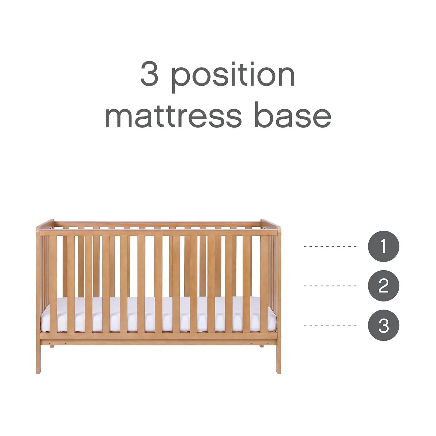 Tutti Bambini Malmo Cot Bed Cot Top Changer and Mattress Bundle - Honey Oak image 5