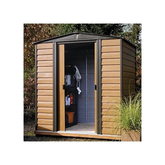 Rowlinson Woodvale Metal Garden Shed in Wood Effect