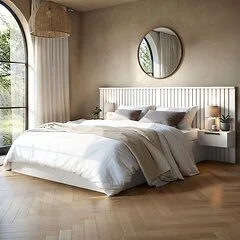 Solace+Co Taylor Hotel Ottoman Bed with Side Tables White