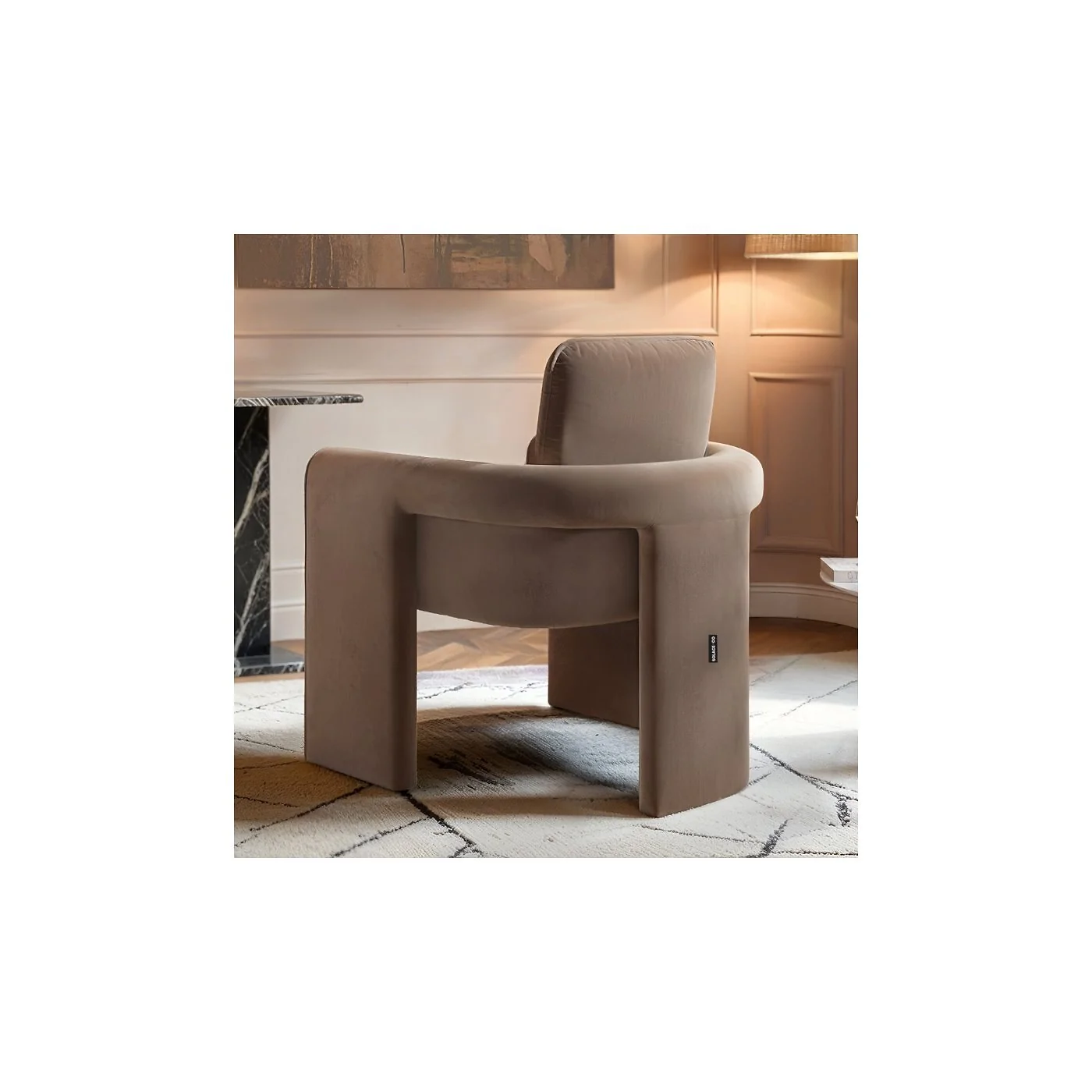 SOLACE+CO Dakota Chocolate Velvet Accent Chair image 3