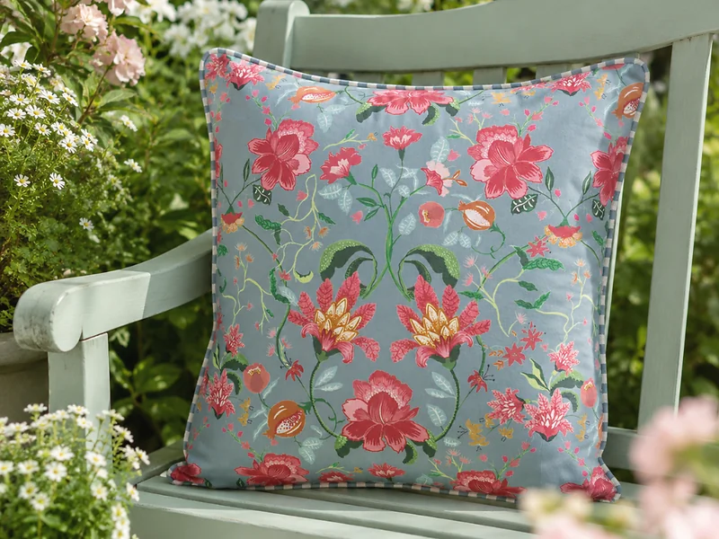 Wylder Claudia Floral Outdoor Cushion Duck Egg Blue