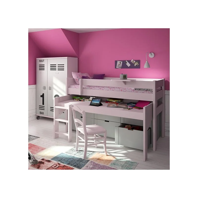 Mathy by Bols Single Mid Sleeper Bed in Dominique Design with Desk & Drawers