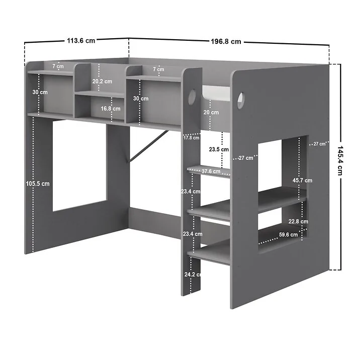 Dimensions diagram: Flair Wizard Junior L Shaped Bunk Bed