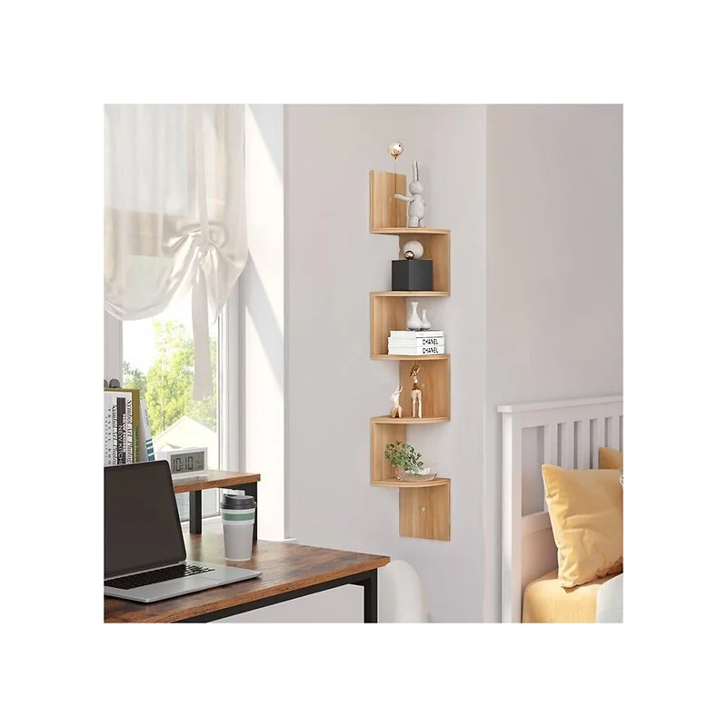 Living & Home Tiered Wooden Floating Corner Shelf