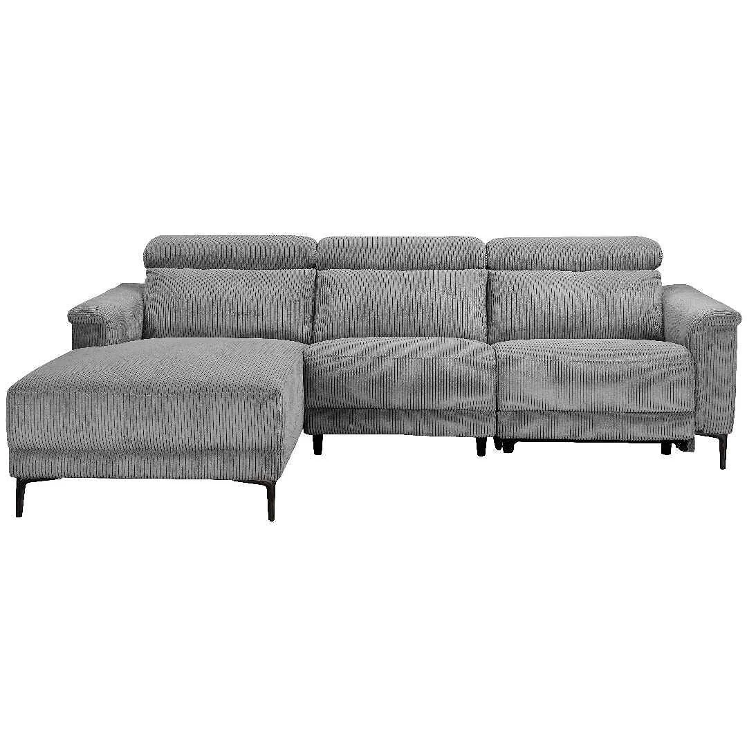 Dorel Lund Sofa LShape Left with 1 Electrical Recliner Grey Corduroy view 4