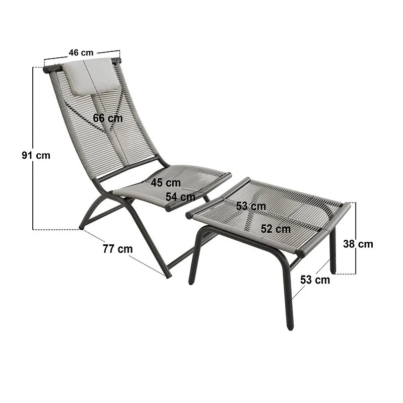 SOLACE+CO Esen Set of 2 Garden Lounge Chair with Footstool Dark Brown image 5