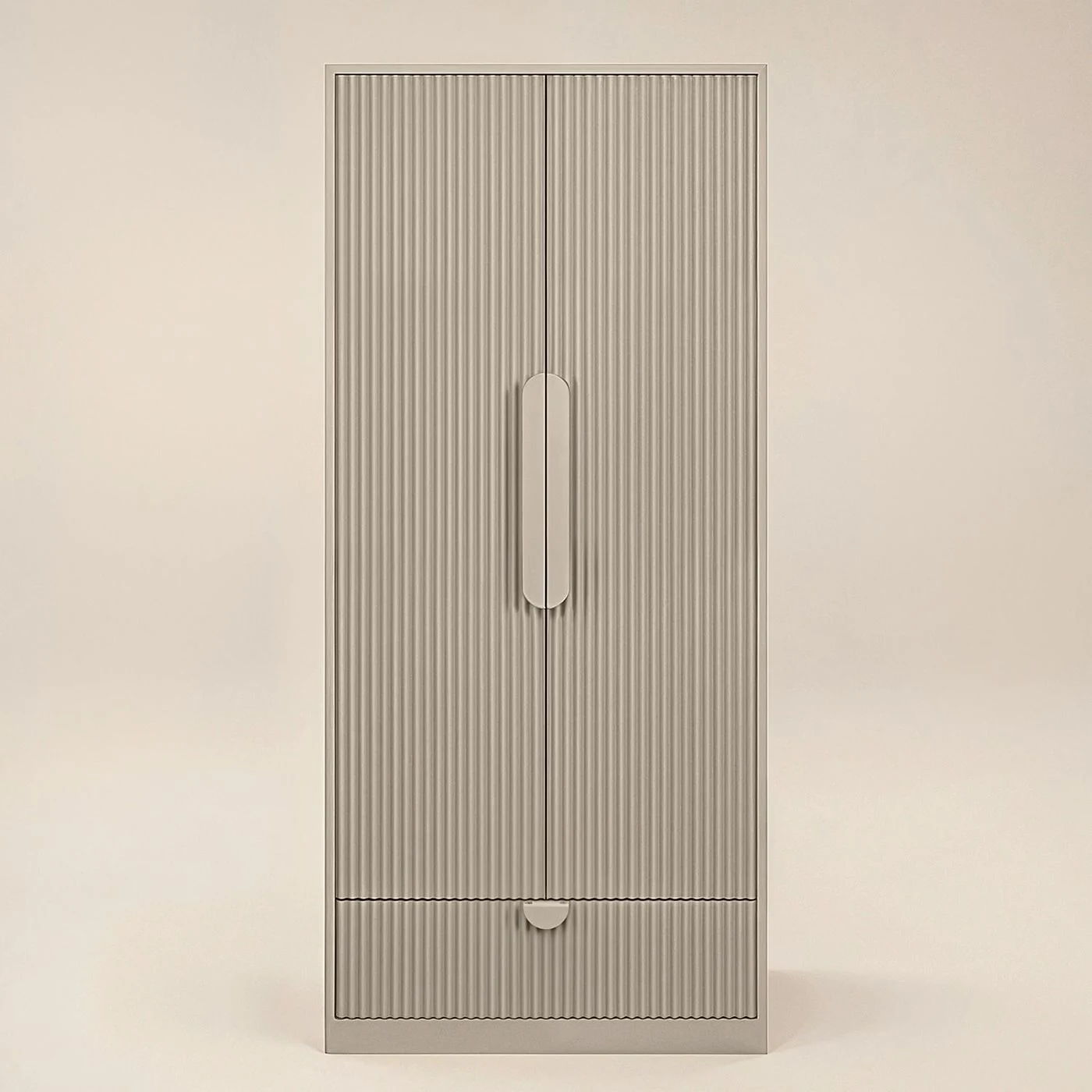 Flair Calista Ribbed Wardrobe 2 Doors with Drawer Taupe image 5