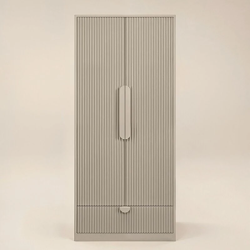 Flair Calista Ribbed Wardrobe 2 Doors with Drawer Taupe image 5