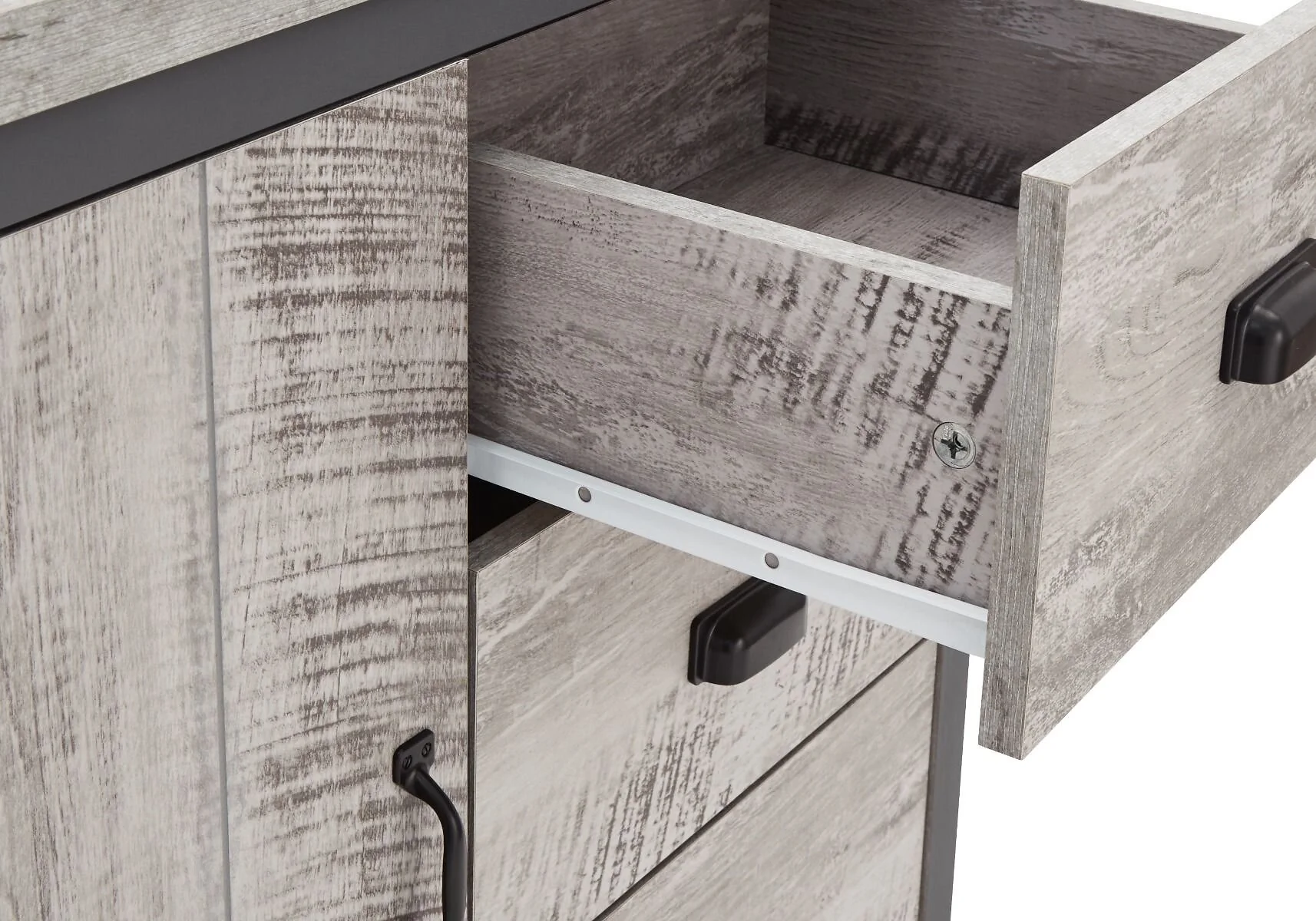 GFW Boston industrial storage unit with black metal handles
