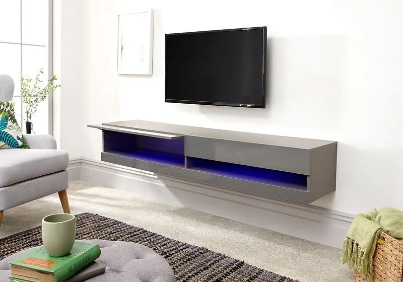Wall mounted media cabinet with cable management access